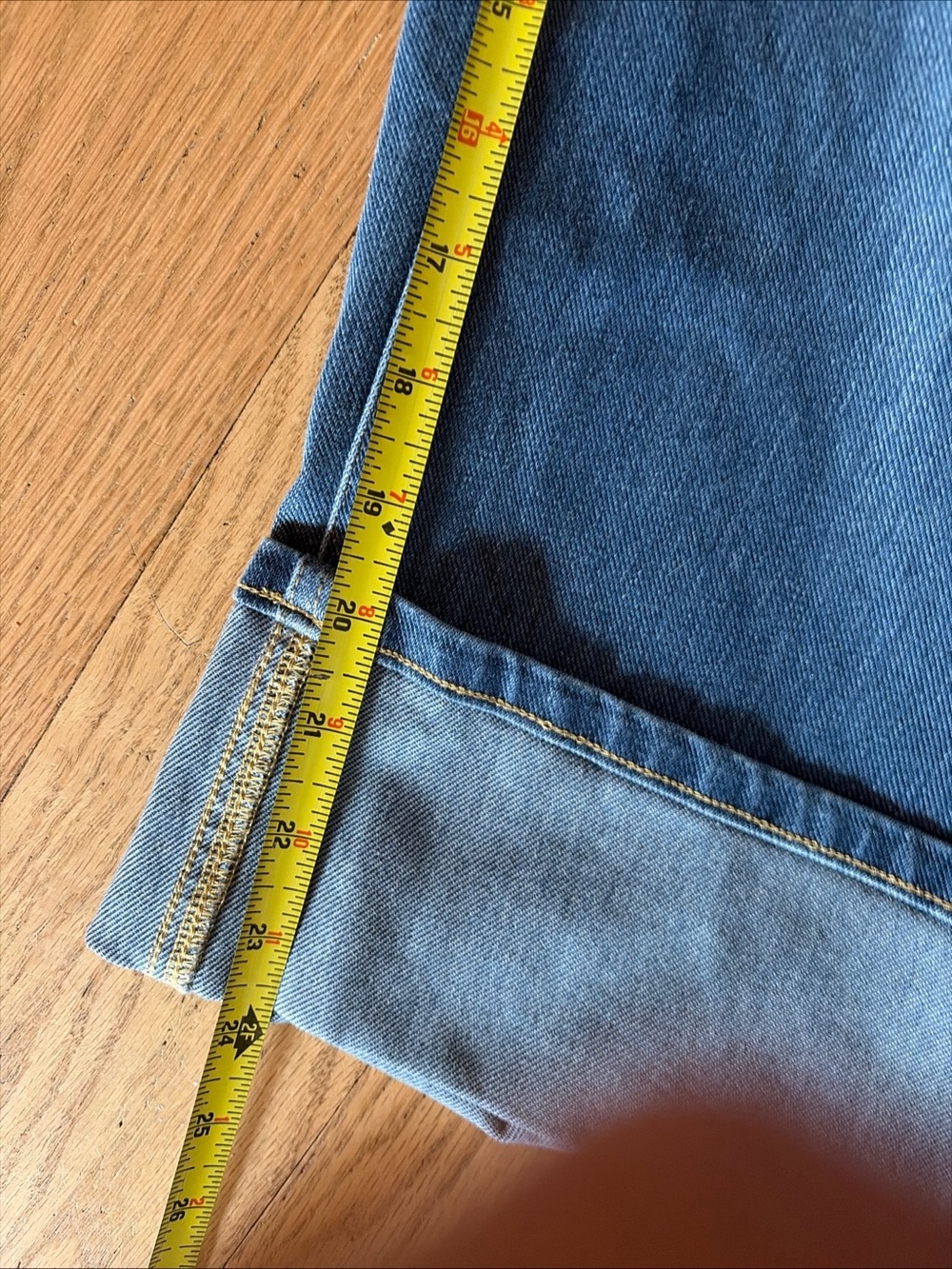 HALARA Flex High Rise Wide Leg Cropped Cuffed Stretch Blue Denim Jeans P L NWT - Picture 9 of 11